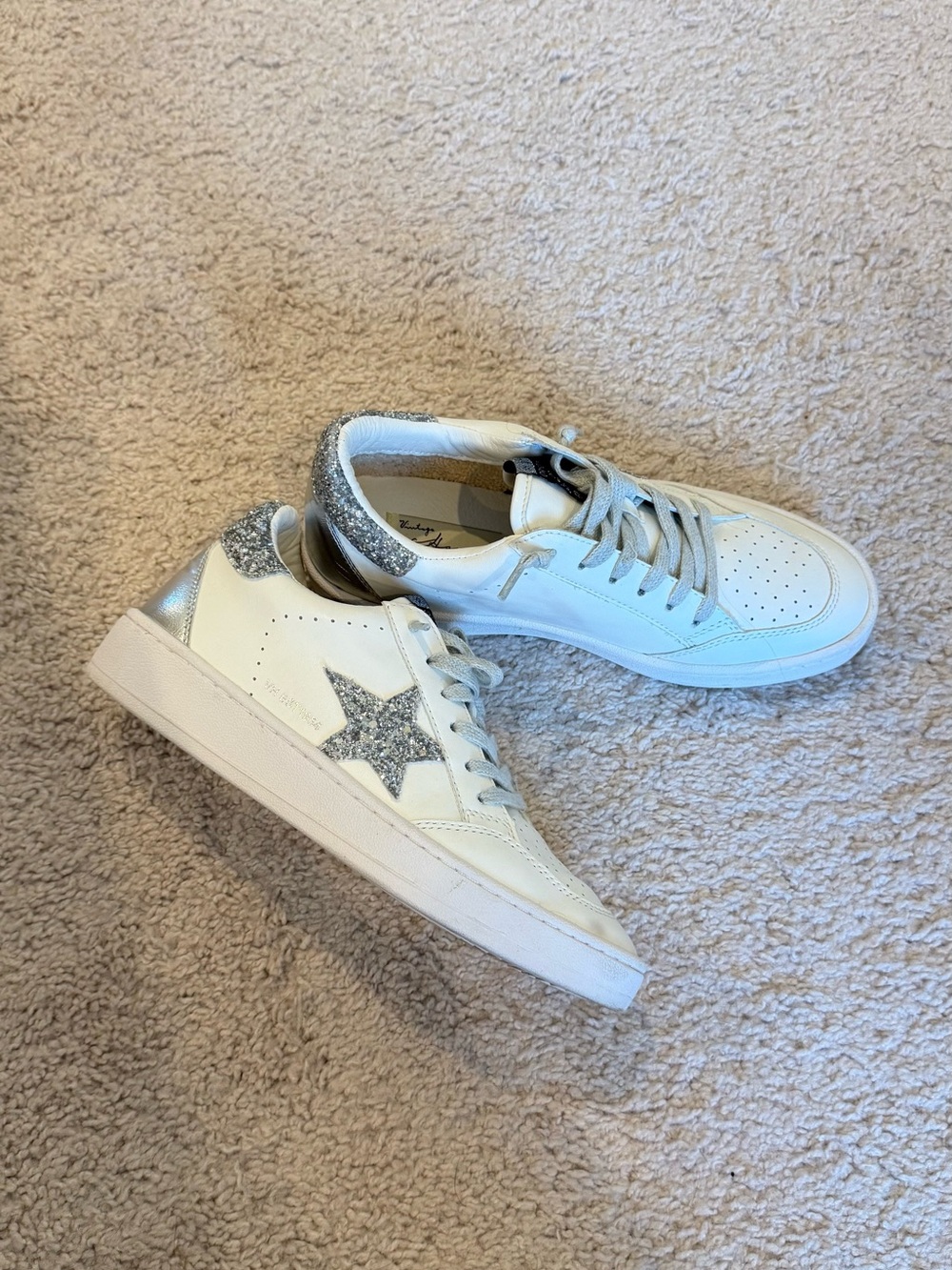 Vintage Havana White Sneakers with Silver Glitter Star